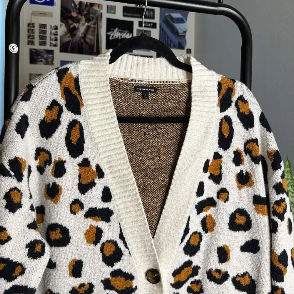 Ladies Leopard Cardigan Sweaters